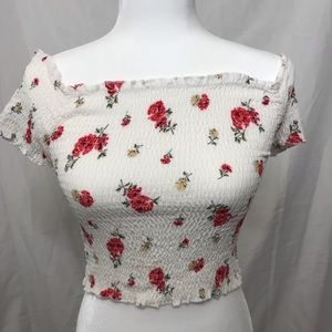 Lottie Moss Textured Floral Crop Top